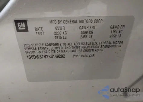 2008 Cadillac Sts V6 z USA, uszkodzony, nr VIN 1G6DW67VX80149292